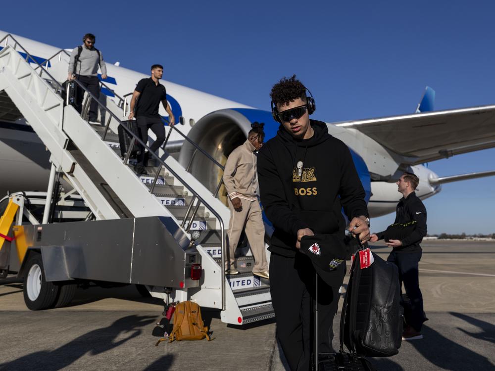 Patrick Mahomes of the Kansas City Chiefs arrives at Louis Armstrong New Orleans International Airport on Feb. 2 in Kenner, La.