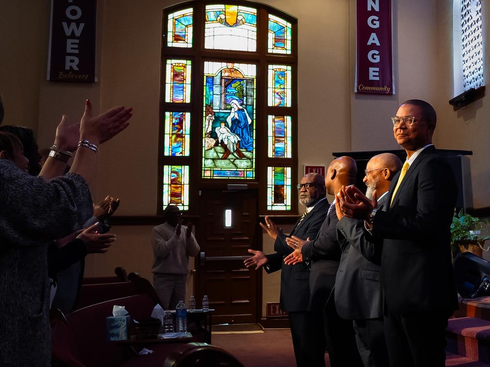 At Friendship Baptist Church, the congregation celebrated four elders who were ordained during a Sunday service on Feb. 2, 2025. The church was once a center of Black life in Old Town Pasadena. Church elders are hopeful the wave of displaced residents will be able to return.