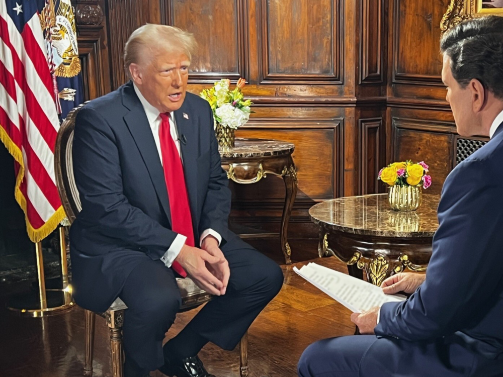 President Trump sits for an interview with FOX News Channel's Bret Baier at the Mar-a-Lago Club in Palm Beach, Fla.