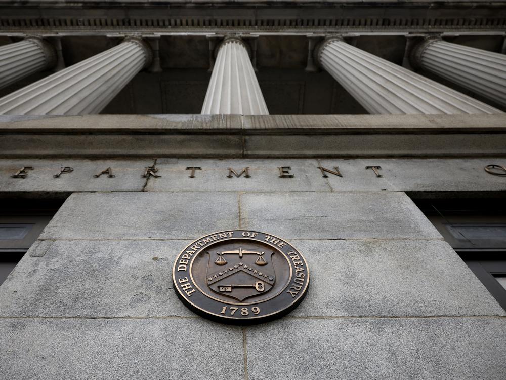 A file photo of the Treasury Department headquarters in Washington, D.C., where billionaire Elon Musk has installed an ally to oversee a key payment system as part of his cost-cutting efforts.