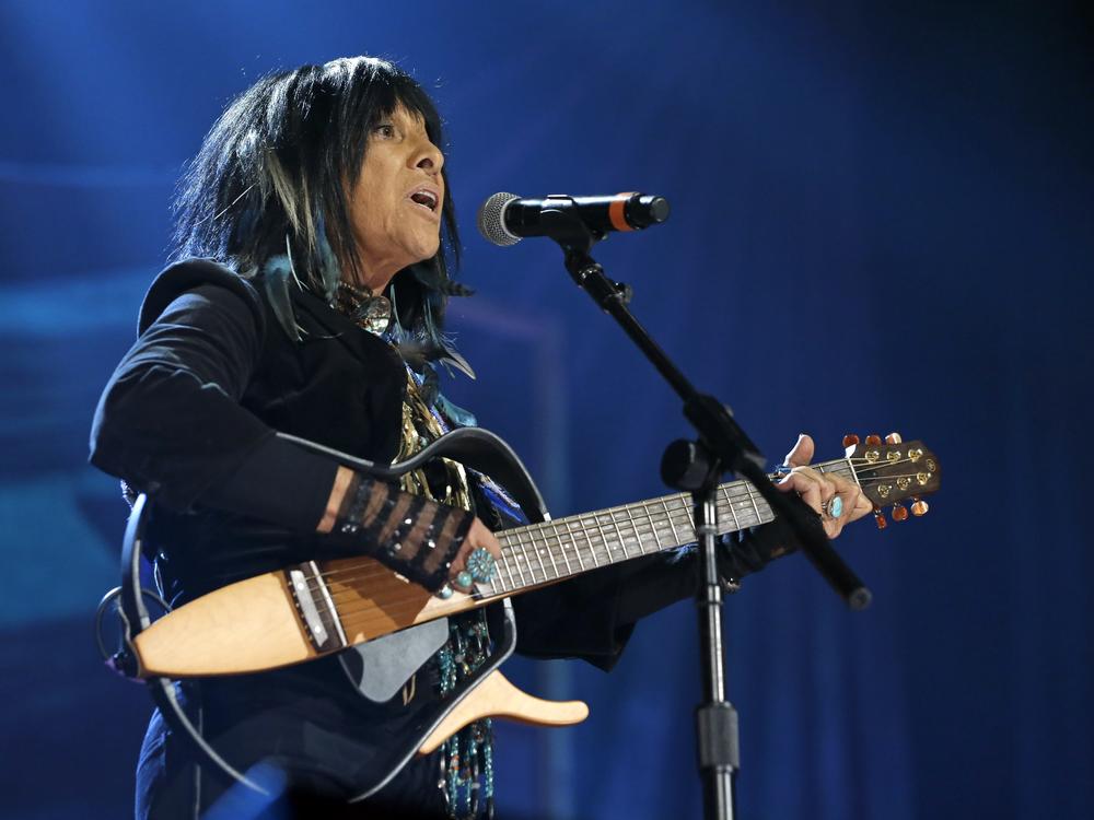 Buffy Saint-Marie performs at the Americana Music Honors and Awards show in 2015, in Nashville, Tenn.