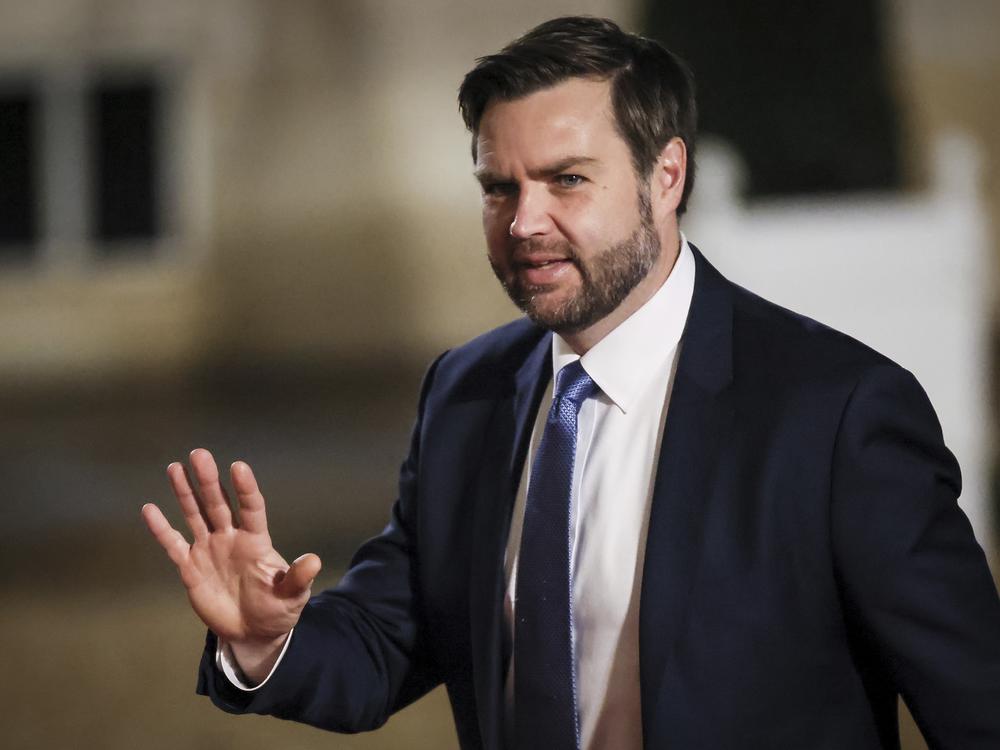 United States Vice-President JD Vance arrives for a dinner at the Elysee Palace, during an event on the sidelines of the Artificial Intelligence Action Summit in Paris on Monday.