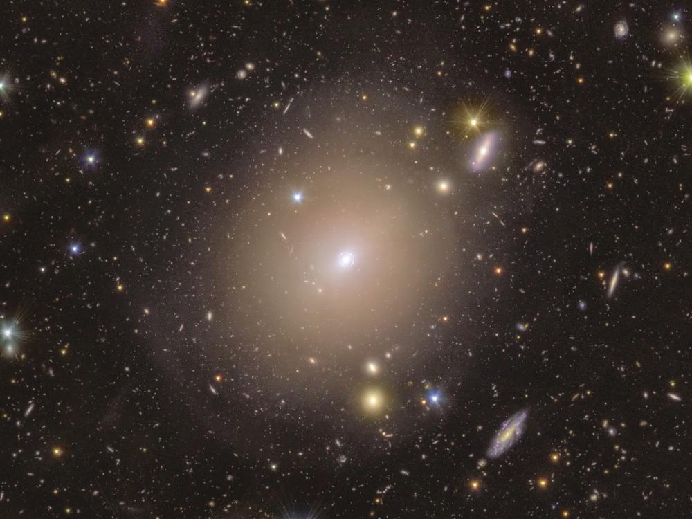 A ring of light surrounding the center of NGC 6505,a nearby galaxy is captured by the European Space Agency's Euclid telescope, an example of an Einstein Ring.