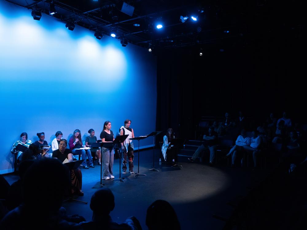 The New Harmony Project's PlayFest Indy reading of <em>Wet</em> by Aurora Real de Asua in September, 2024. The New Harmony Project has received multiple NEA grants over the years.<br><br> <br>