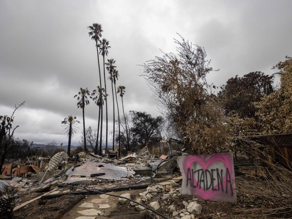 A property burned by the Eaton Fire is seen Thursday, Feb. 6, 2025, in Altadena, Calif.
