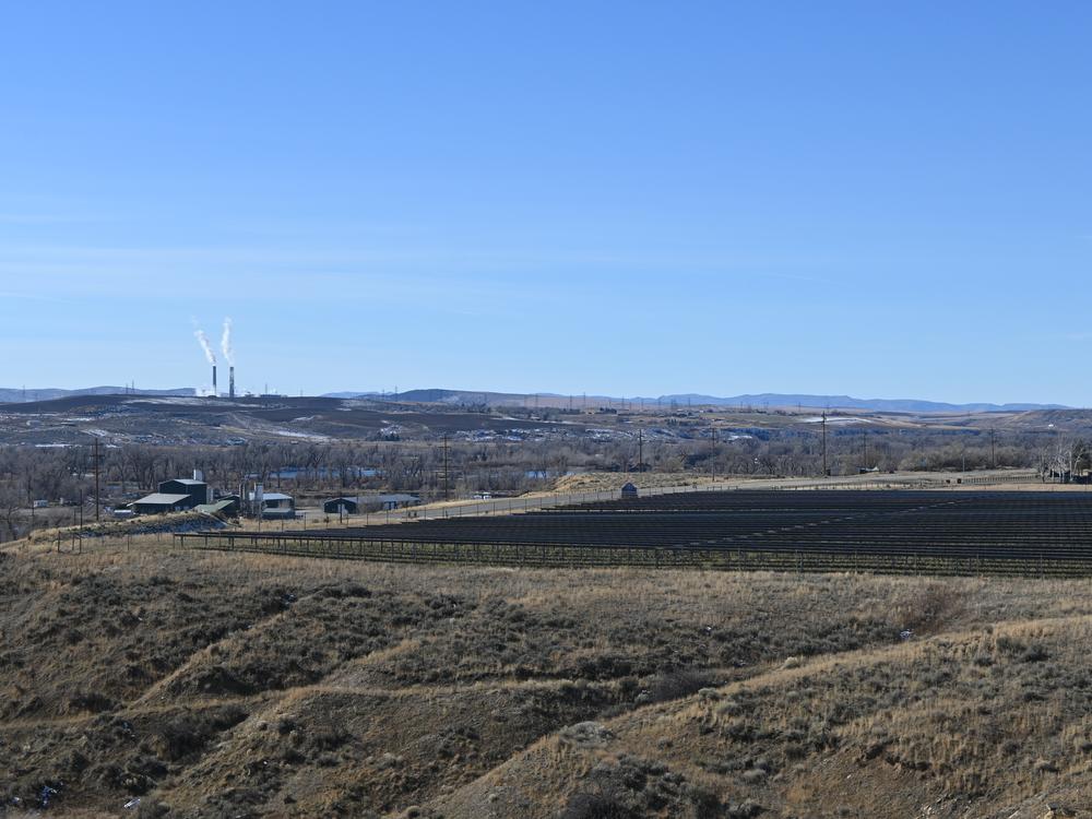 Craig Station, a coal-fired power plant, near Craig, Colorado, in November 2024. Signs of an energy transition in the area are already visible, with solar installations in the foreground.