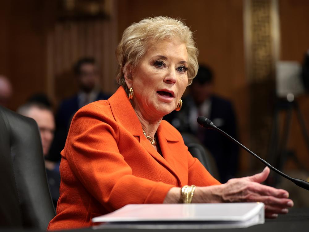 Linda McMahon, President Donald Trump's nominee to be Secretary of Education, testifies during her confirmation hearing on Thursday in Washington, DC.