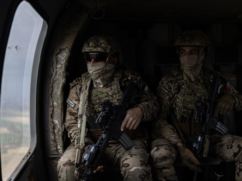 Members of the Royal Jordanian Air Force's 8th Squadron head back to King Abdullah II Air Base after delivering essential aid to Gaza.