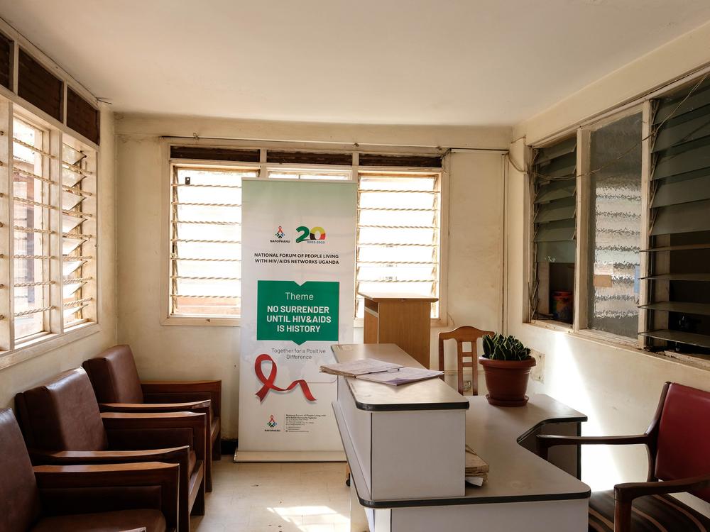 The unstaffed reception area at the Kampala offices of Uganda Young Positives (UYP) on February 12. UYP is a nongovernmental organization that aims to improve the quality of life for young people living with HIV/AIDS and reduce infection rates through awareness programs. President Donald Trump's executive order to pause virtually all USAID funding for 90 days has had an impact on the group's programs and staff, says UYP executive director Kruish Mubiru.