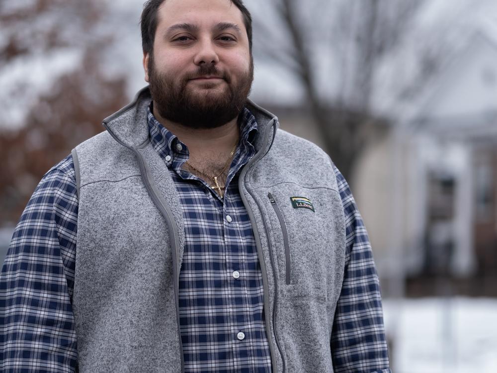 Peter Giunta, chairman of the New York State Young Republicans stands on the sidewalk of Filoncino Cafe - Eltingville, in Staten Island, New York City, on Wednesday, Feb. 12, 2025.