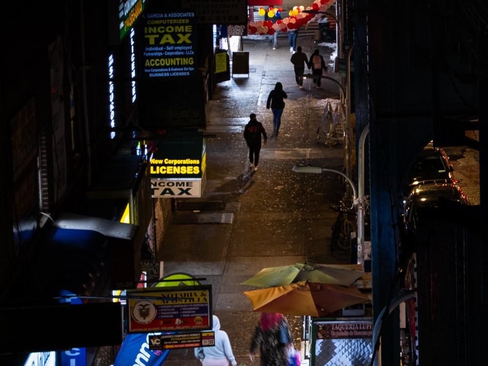 Jackson Heights, Queens, in New York City, on Wednesday, Feb. 12, 2025. The neighborhood is known for welcoming Asian and Latin American migrants.