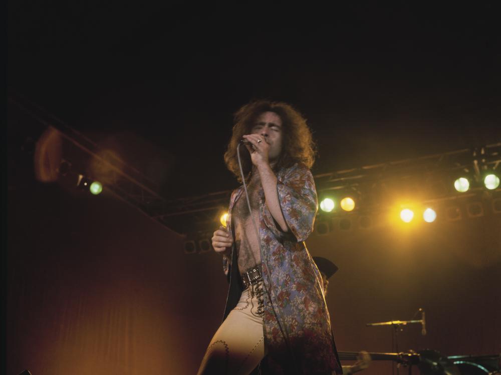 British singer Paul Rodgers and band Bad Company perform live at the 1976 Great British Music Festival at  Olympia in London in January 1976.