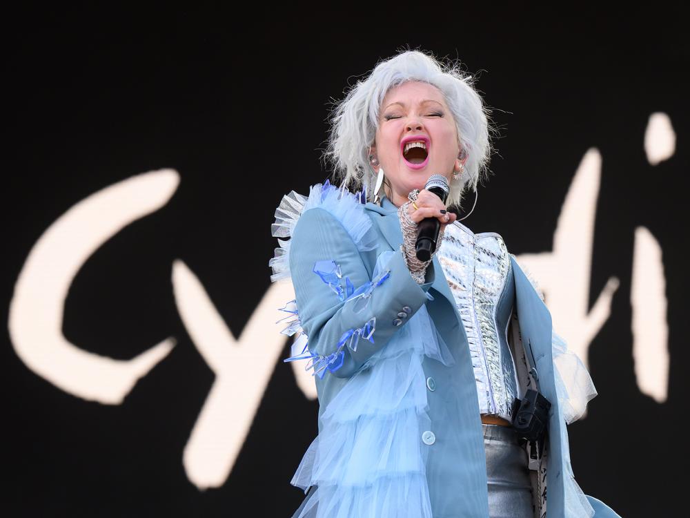 Cyndi Lauper performs on the Pyramid Stage during Day 4 of Glastonbury Festival 2024.