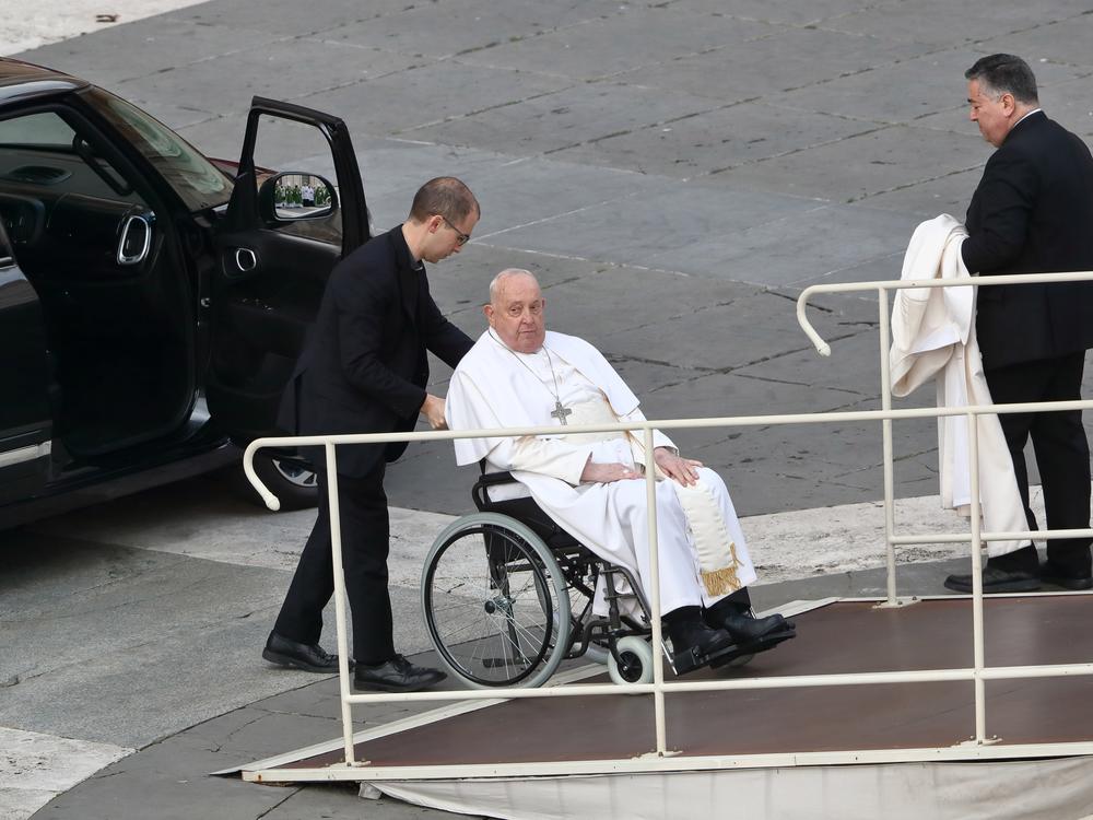 Pope Francis arrives for the Holy Mass in Saint Peter's Square in Vatican City on Feb. 9.