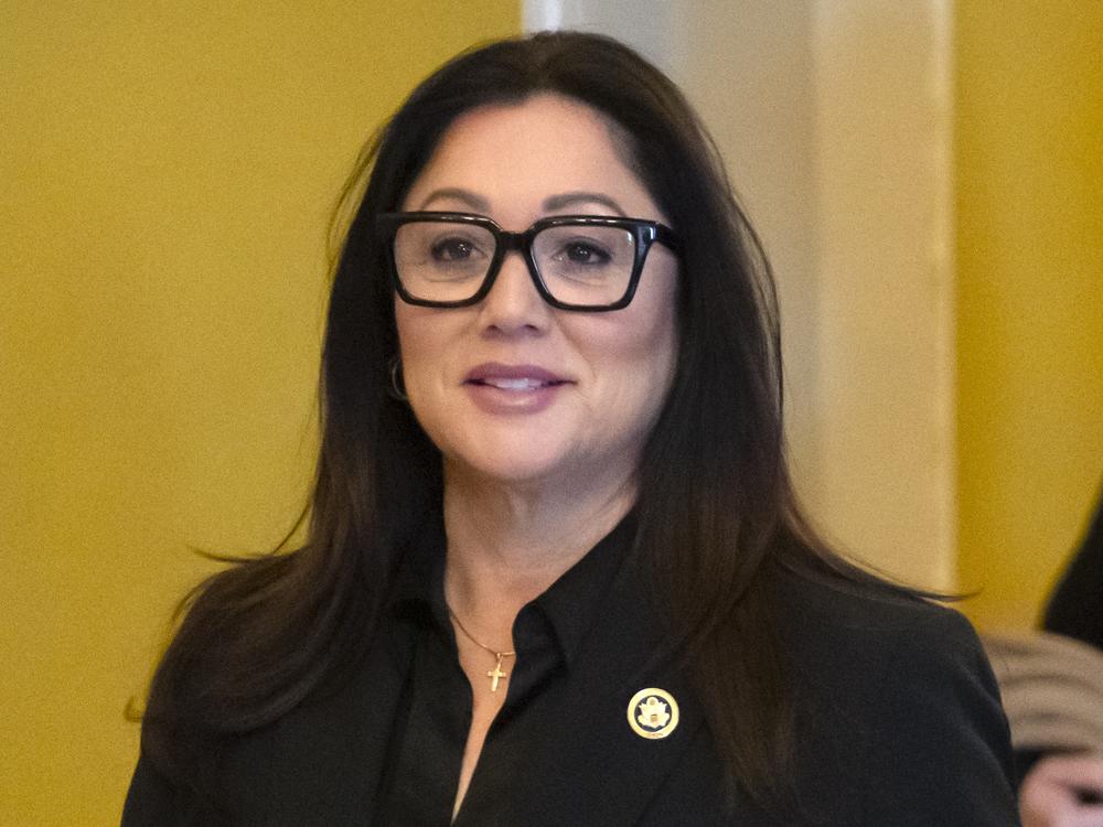Former Rep. Lori Chavez-DeRemer, R-Ore., President Trump's pick for secretary of labor, arrives to meet with Senate Minority Leader Chuck Schumer on Capitol Hill on Jan. 14.