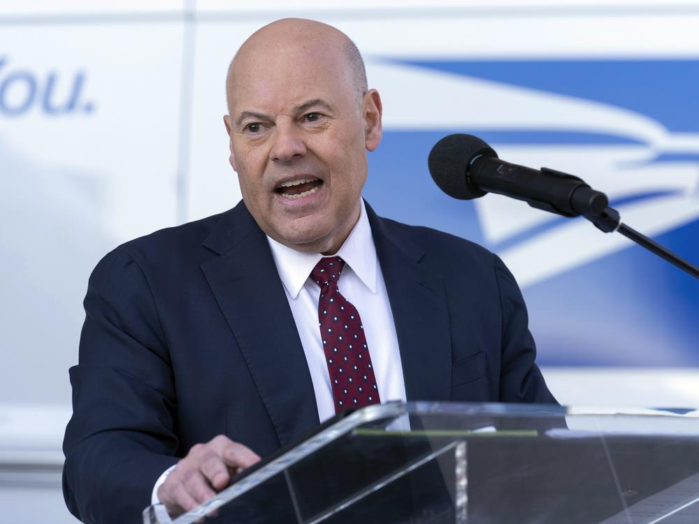 Postmaster General of the United States Louis DeJoy is shown speaking during a news conference on Dec. 20, 2022, in Washington.