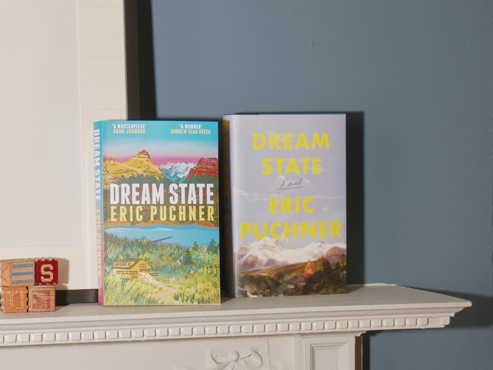 Two versions of Dream State sit on a mantel in Puchner's home office.