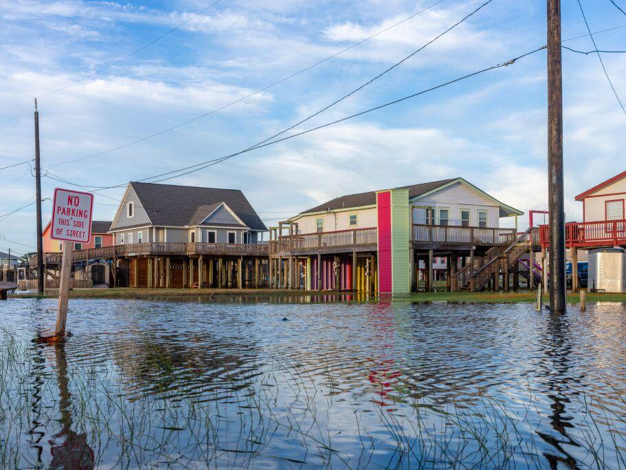 Homes at extreme risk of flooding can be raised to avoid severe damage, like these Texas homes, hit by Hurricane Beryl in July.