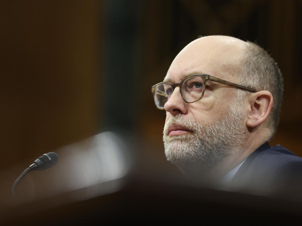 Russell Vought, President Trump's choice for director of the Office of Management and Budget, attends a Senate Budget Committee hearing on his nomination, on Capitol Hill on Jan. 22.