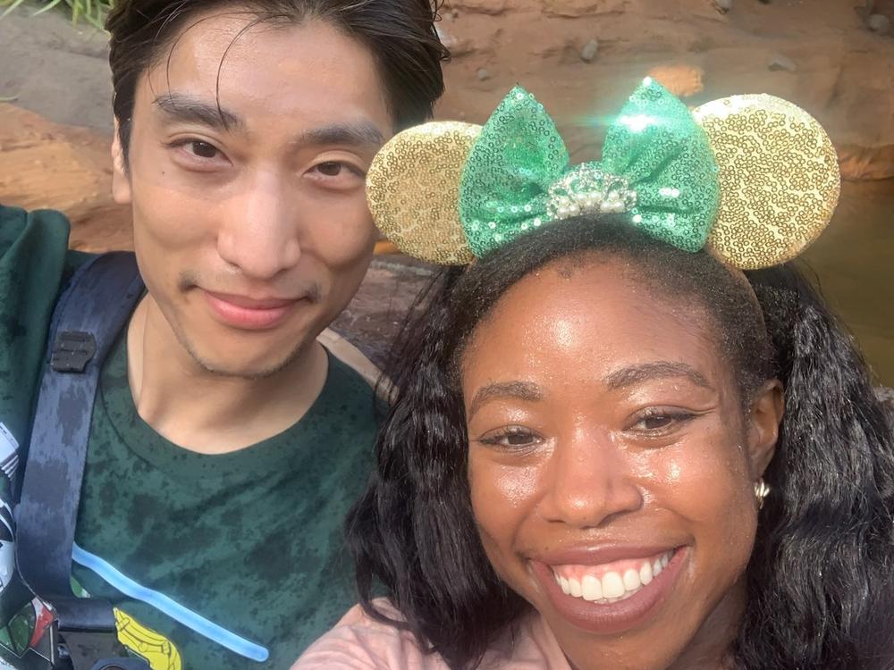 Adrian and Kiah after enjoying a water ride at Disney World.