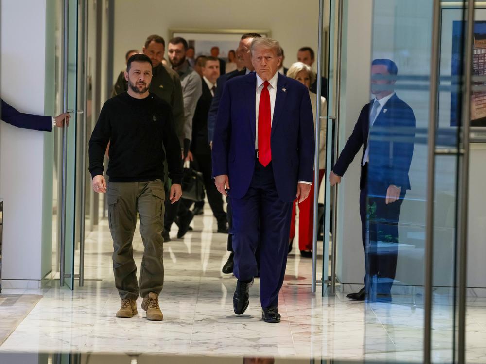Ukrainian President Volodymyr Zelenskyy and Republican presidential nominee Donald Trump prepare to meet in September 2024 in New York City, while Zelenskyy was in the U.S. for the United Nations General Assembly.