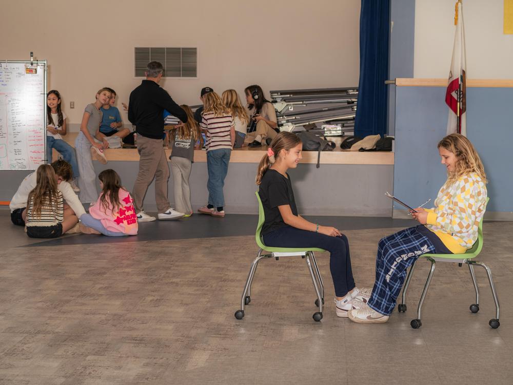 After school, students regroup to work on their story-planning worksheets. They outline the story, brainstorm who to interview and what to ask, and write down what sounds or footage they might need to get.