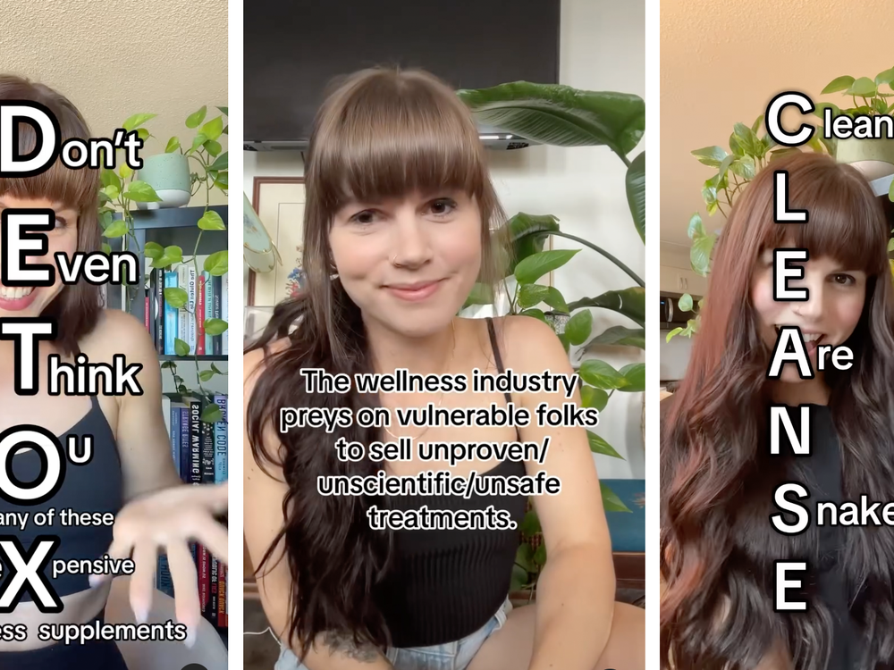 Screenshots from Mallory DeMille's Instagram, where she takes on the wellness industry as @this.is.mallory.