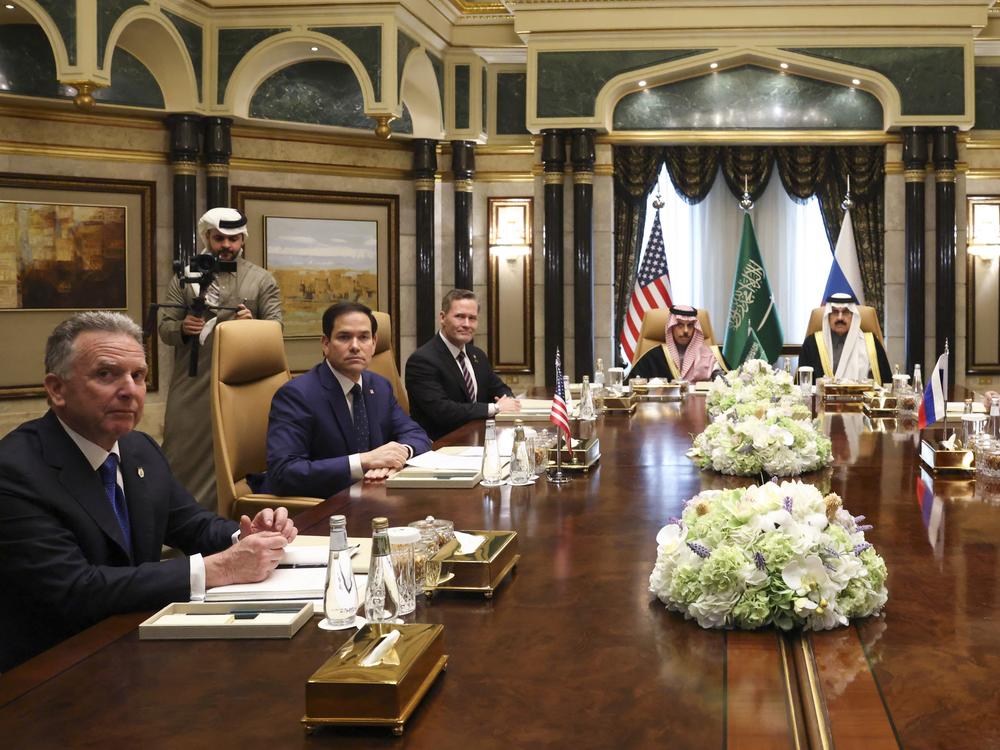 Top U.S. and Russian diplomats, including Secretary of State Marco Rubio and Russian Foreign Minister Sergey Lavrov, met in Saudi Arabia on Feb. 18.