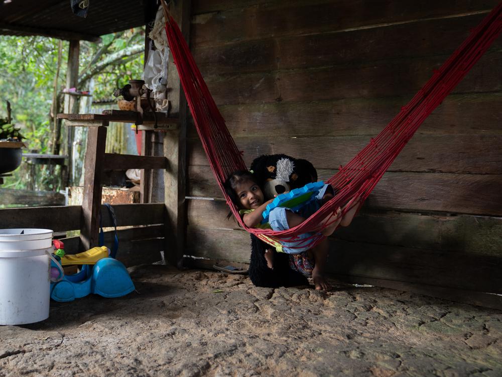 Alejandrina Muñoz's 3-year-old daughter, Cleidis, at her home in Limón de Chagres, Panama.