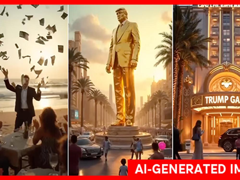 A composite made from an AI-generated video President Trump posted to social media on Tuesday night.