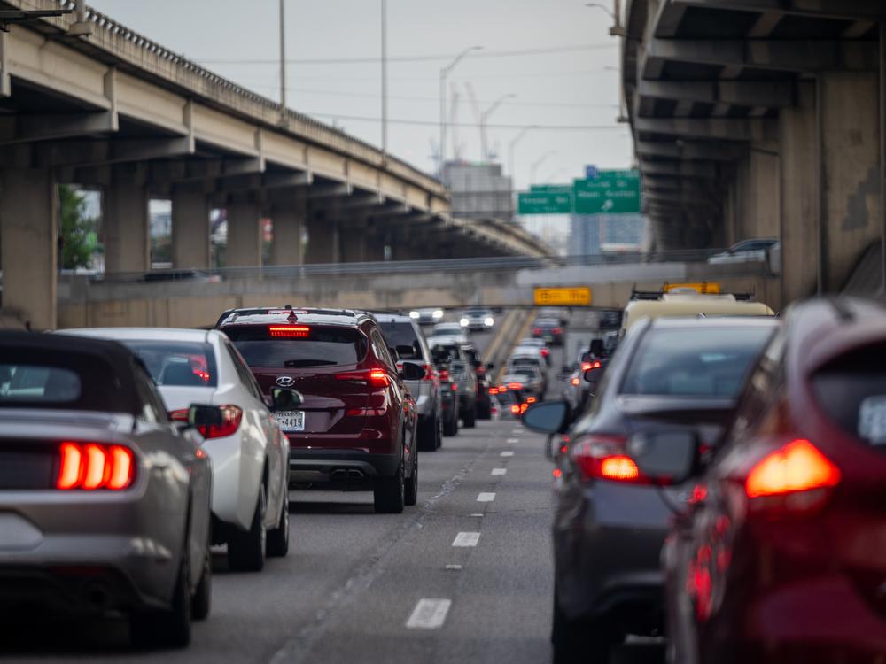 Vehicles travel along Interstate 35 on July 26, 2024 in Austin, Texas.