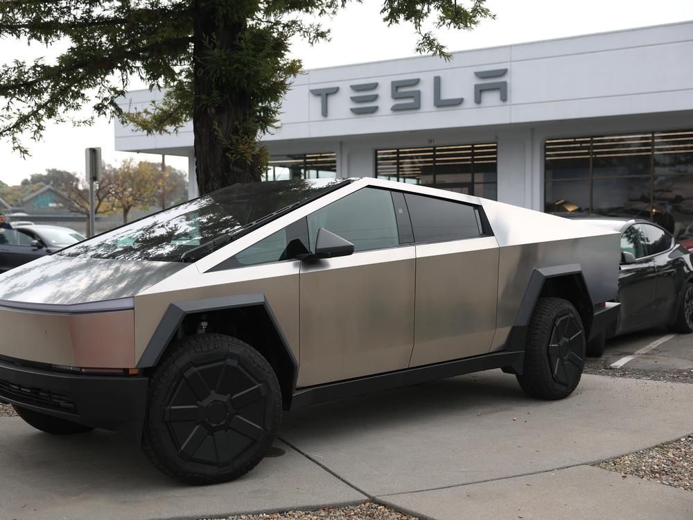 A Tesla Cybertruck at a Tesla dealership on Dec. 20 in Corte Madera, California. A State Department procurement document suggested the Trump administration planned to buy $400 million worth of Tesla vehicles to transport diplomats. The administration now says no such purchase is planned.