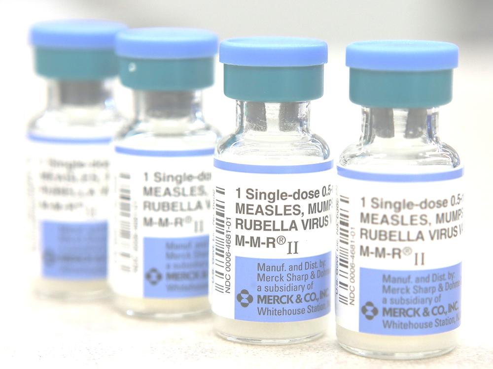 Vials of the vaccine known as MMR. It protects against measles, mumps and rubella diseases.