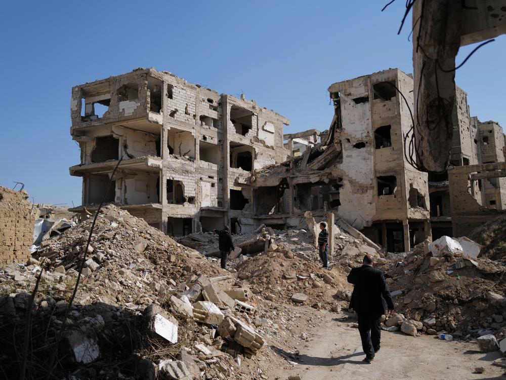 A view of what remains of a historic synagogue in Jobar, a Damascus suburb, destroyed by regime forces along with mosques and churches during Syria's civil war.