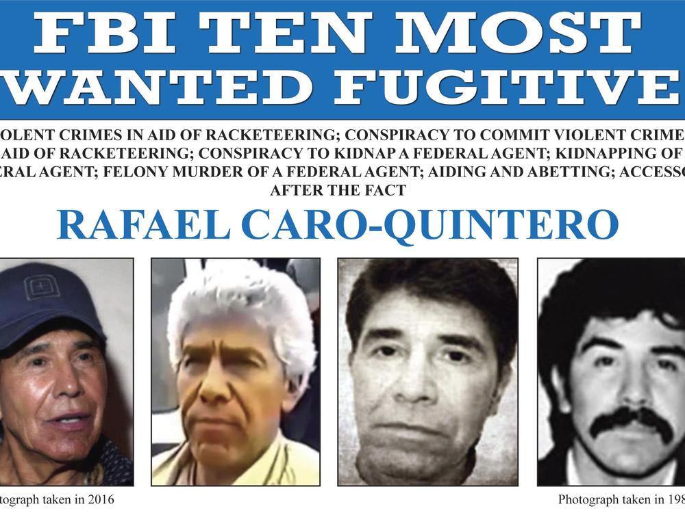 In this image released by the FBI shows the wanted posted for Rafael Caro Quintero.