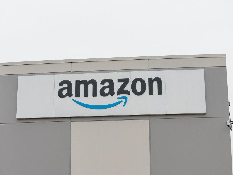 Amazon logo is seen outside Amazon delivery station in Skokie, Illinois on Dec. 19 2024.