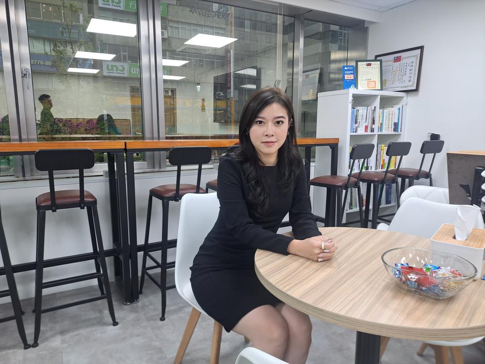 Director of international affairs for the opposition Taiwan Peoples' Party, Judie Lin, at the party's central headquarters in Taipei