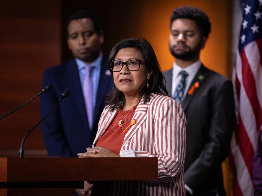 California Democratic Rep. Norma Torres speaks during a press conference on Capitol Hill on June 13, 2024.