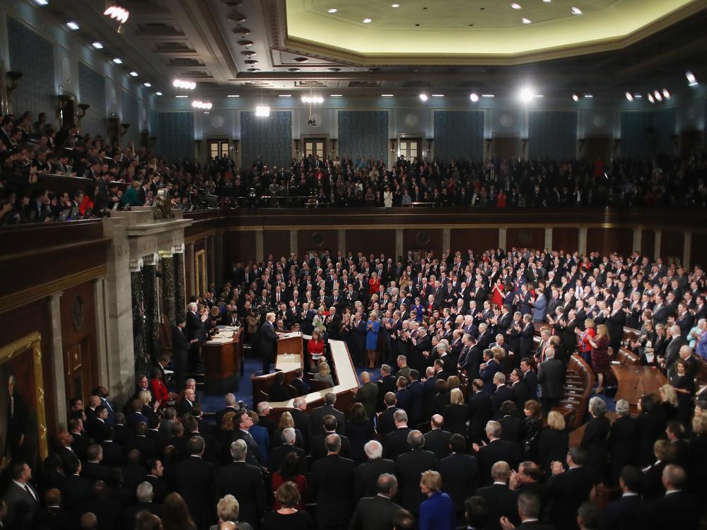 The view as President Trump delivered a State of the Union address in the chamber of the U.S. House of Representatives in January 2018.