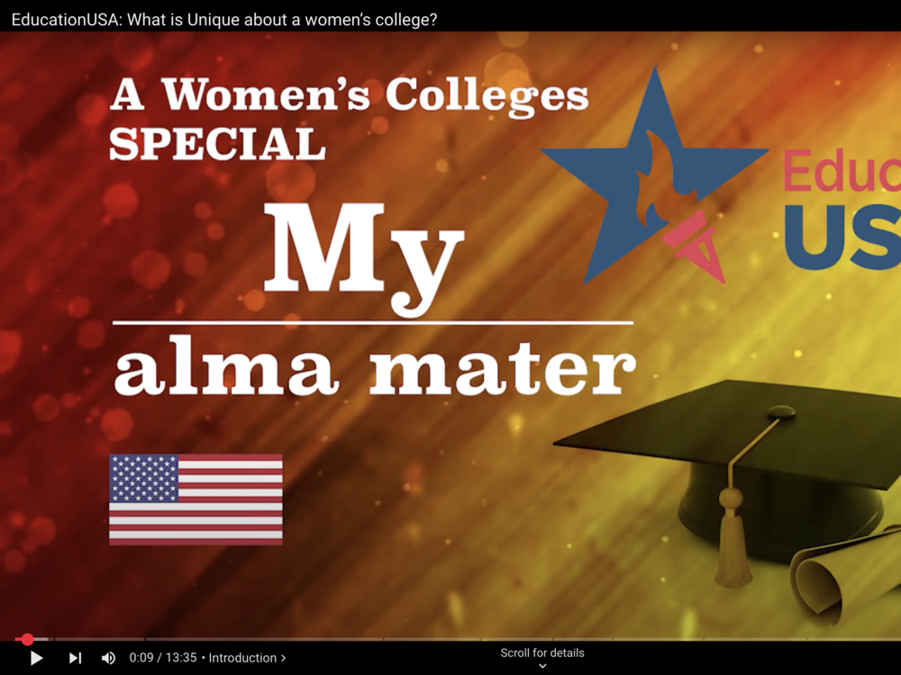 A screenshot from the Youtube video from EducationUSA entitled, 