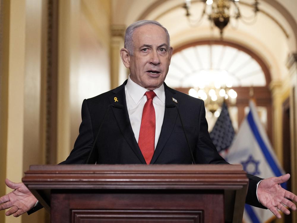 Israeli Prime Minister Benjamin Netanyahu, shown here at the U.S. Capitol last month, told Israel's parliament on Tuesday that he supports the establishment of an 