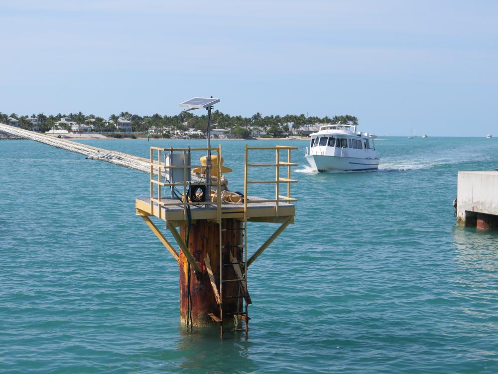 A water quality testing station operated by the College of the Florida Keys sits in the middle of Key West's harbor.