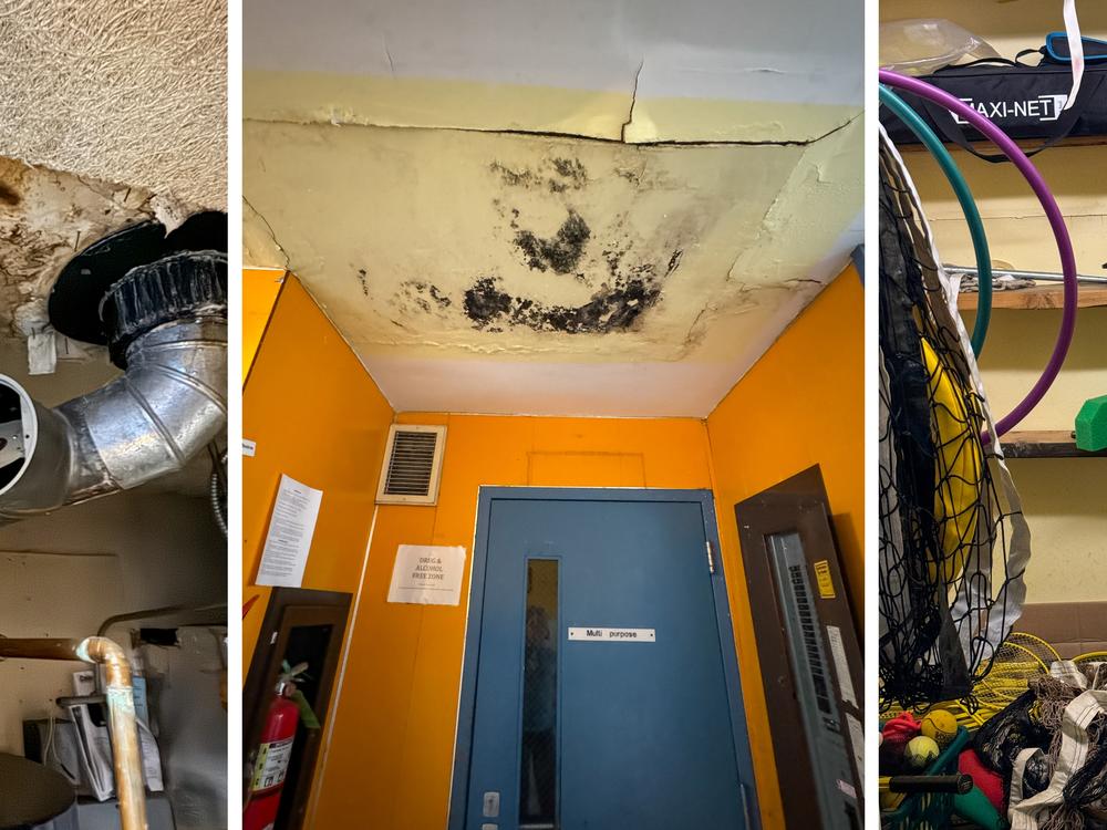 Black mold had spread through the Sleetmute school, including in a utility closet, a hallway ceiling and the back wall of a gear closet in the gym.