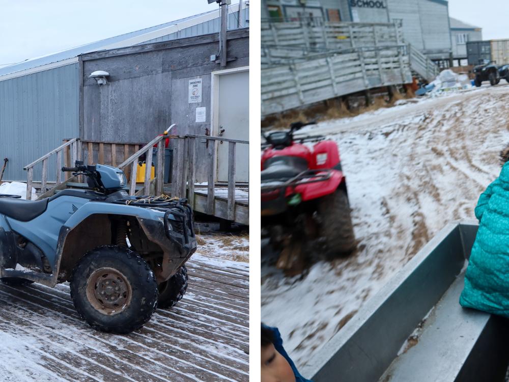 Students in Newtok, near the Bering Sea, ride home to use the bathroom last spring after the school's water pipes froze and broke, leaving the school without running water. 