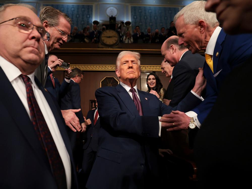 President Trump arrives for a joint session of Congress in the U.S. Capitol in Washington, D.C., on March 4.