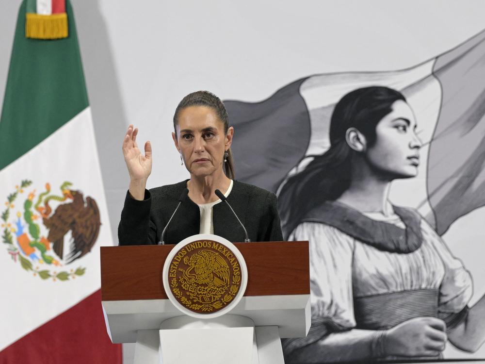 Mexico's President Claudia Sheinbaum speaks during her daily press conference at the National Palace in Mexico City on March 6.