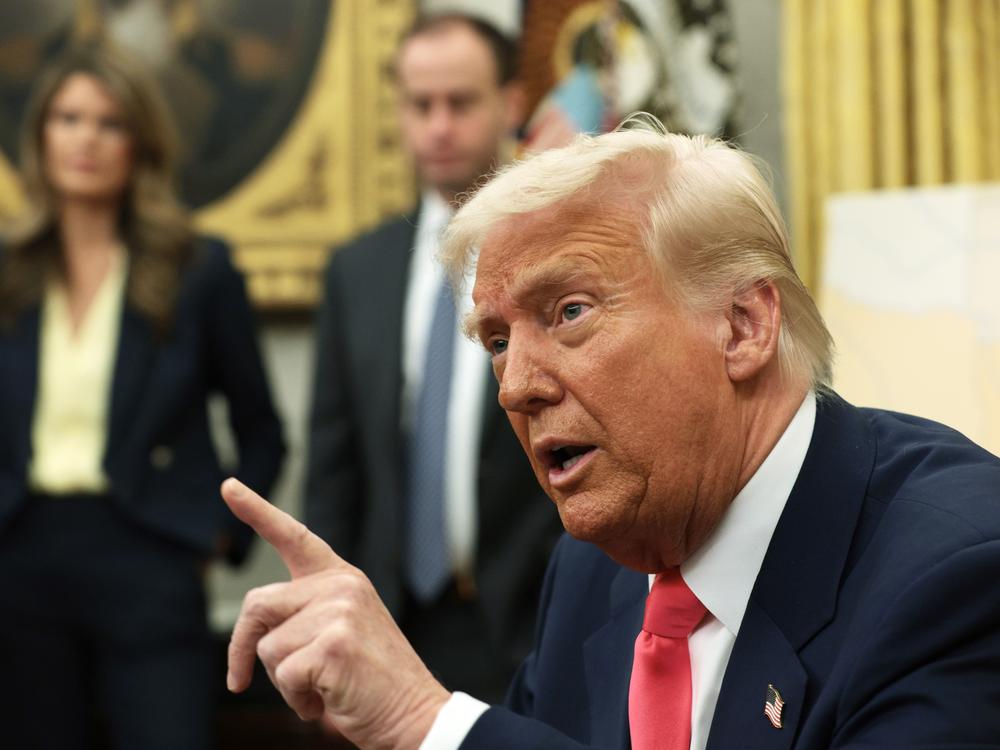 President Trump speaks after signing executive orders in the Oval Office on Thursday.