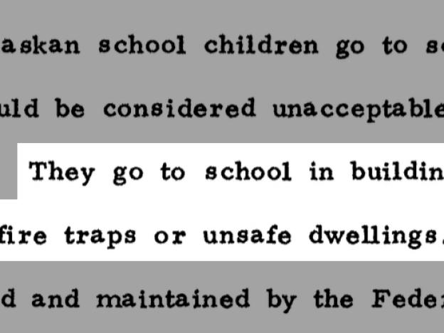 At a 1971 congressional hearing, Sen. Mike Gravel described conditions in public schools operated by the U.S. Bureau of Indian Affairs.