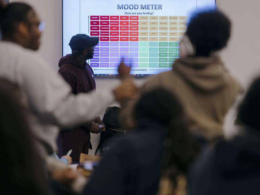 Local students fill a classroom for a workshop on journaling for mental health, part of the curriculum for teens at First Corinthian Baptist Church in Harlem, New York City.