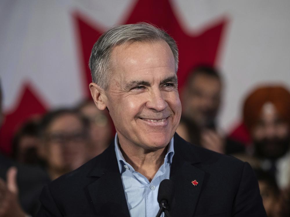 Mark Carney speaks during his Liberal leadership campaign launch in Edmonton, Jan. 16, 2025.